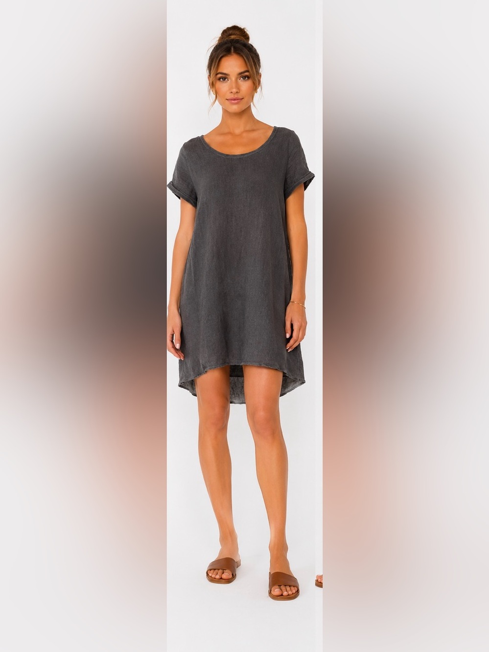 CP Shades Washed Charcoal Linen Scoop Neck Tunic